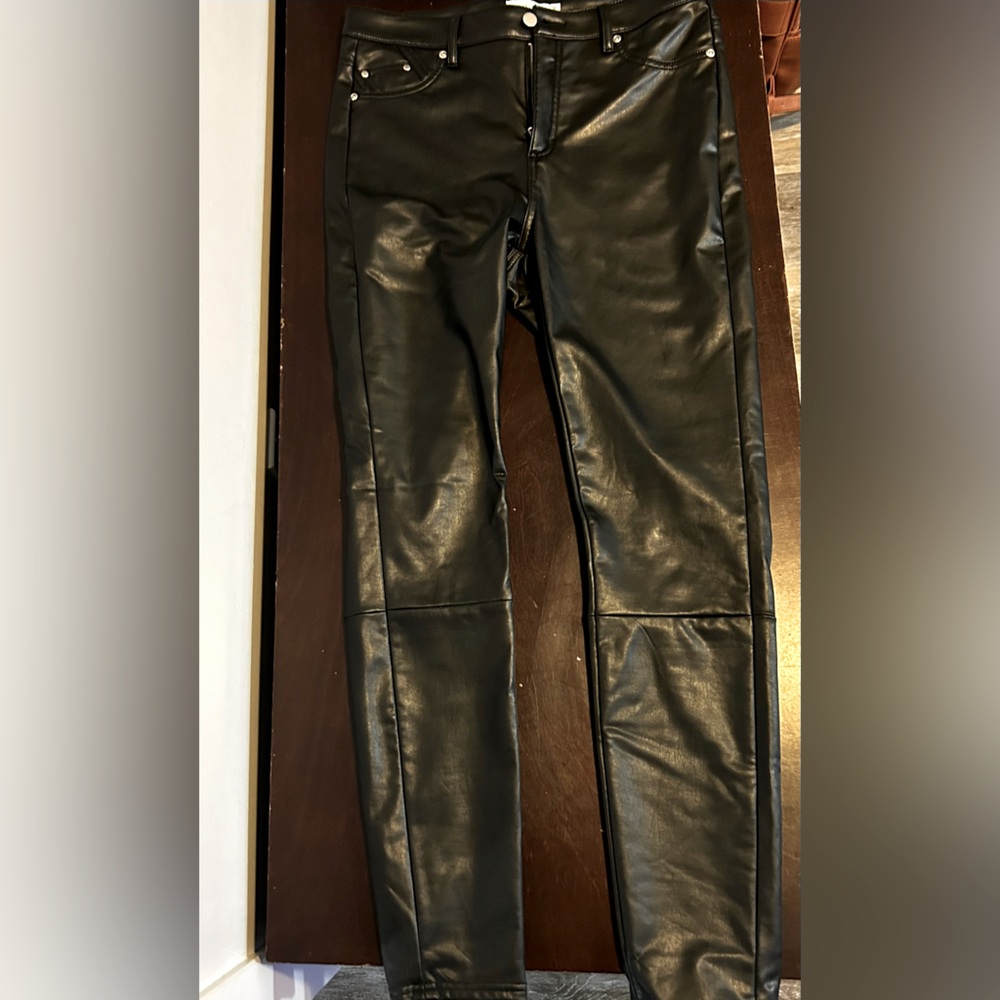 Leather high waist skinny jeans